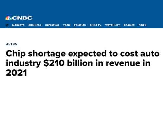 ۲۱۰ میلیارد دلار زیان خودروسازان جهان در سال ۲۰۲۱ به خاطر کمبود تراشه الکترونیکی و چیپ‌ست/ تا ۵۰ درصد کاهش تولید در تویوتا و جنرال موتورز به خاطر کسری قطعه